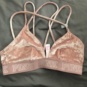 Light Pink Velvet texture bra